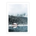 Plakat bez ramy 30x40 - Biały Domek - domek w górach, zima