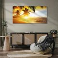 Obraz na płótnie 120x60 - Sielska plaża z palmami i morzem - plaża, morze
