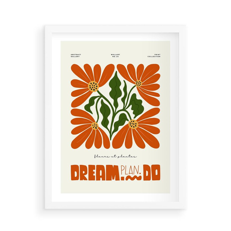 Plakat w ramie 50x70 - Księga Abstrakcji - sztuka nowoczesna, kolorowe kwiaty - rama biała