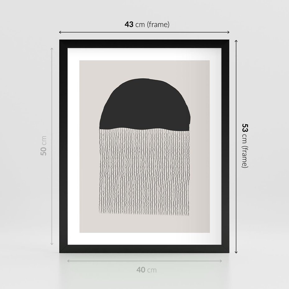 Plakat w ramie 40x50 - Wewnętrzne Widzenia - abstrakcyjna kompozycja, półkole - rama czarna