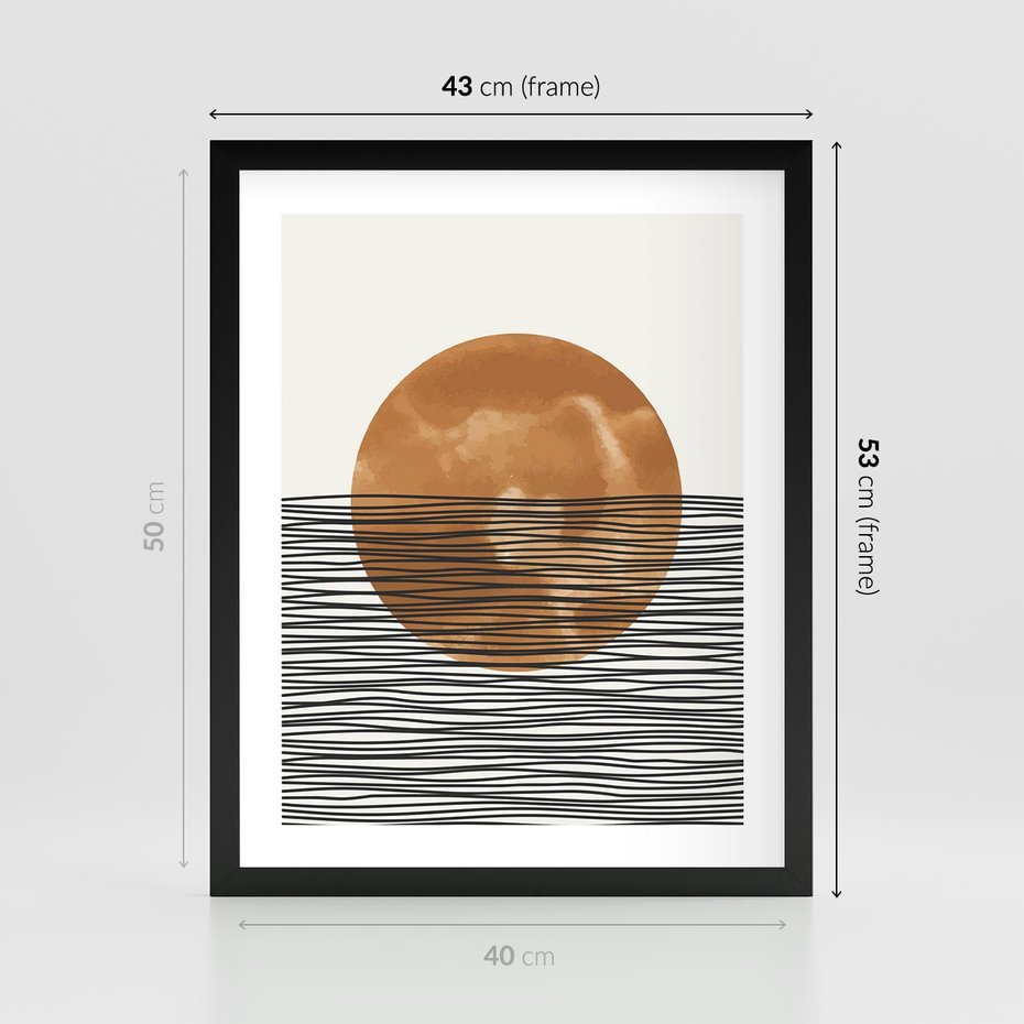 Plakat w ramie 40x50 - Okrąg Mocy - boho obraz, geometria - rama czarna