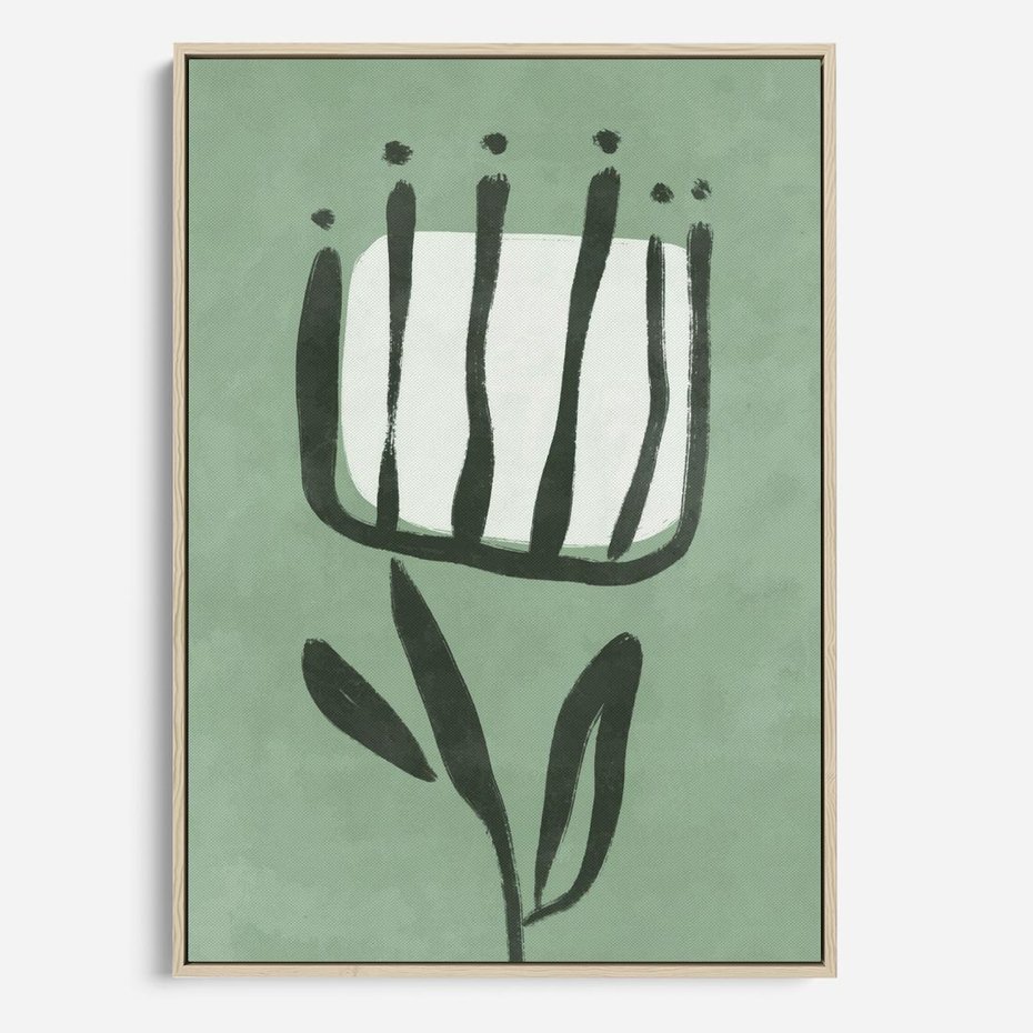 Obraz w ramie 70x100 - Objęcia Zieleni - zielona abstrakcja, zgaszona zieleń - rama drewno