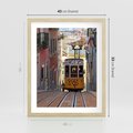 Plakat w ramie 40x50 - Lizbońskie tramwaje - podróż w czasie - Lizbona, tramwaj - rama drewno
