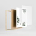 Plakat w ramie 50x70 - Liście Palmy na Czystym Tle - liście palmy, białe tło - rama drewno