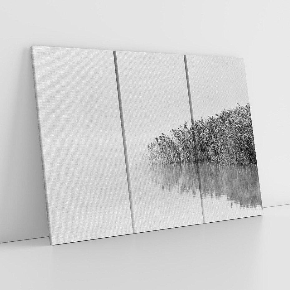 Obraz na płótnie 120x80 - Mglisty Brzeg Jeziora - czarno białe zdjęcie, zamglone jezioro