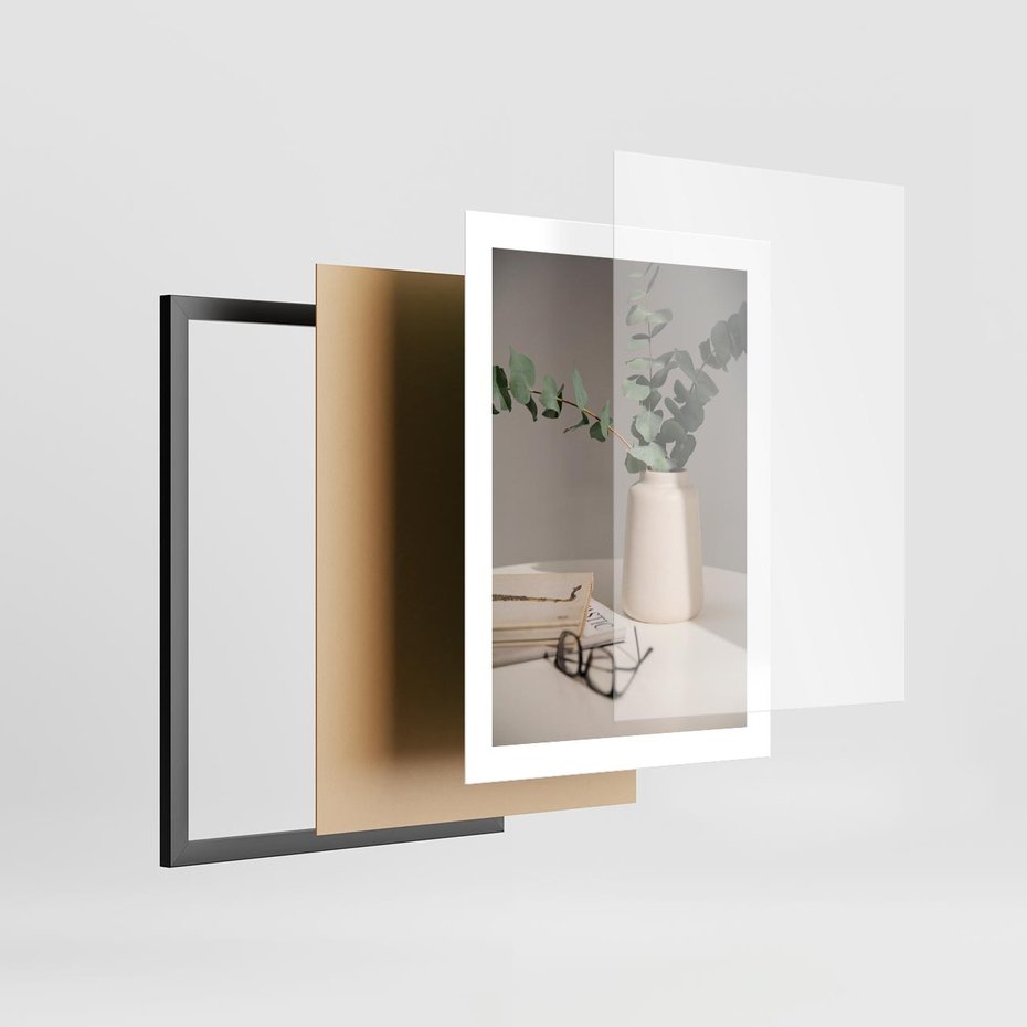 Plakat w ramie 30x40 - Eukaliptusowe liście w okularach - liście, eukaliptus - rama czarna