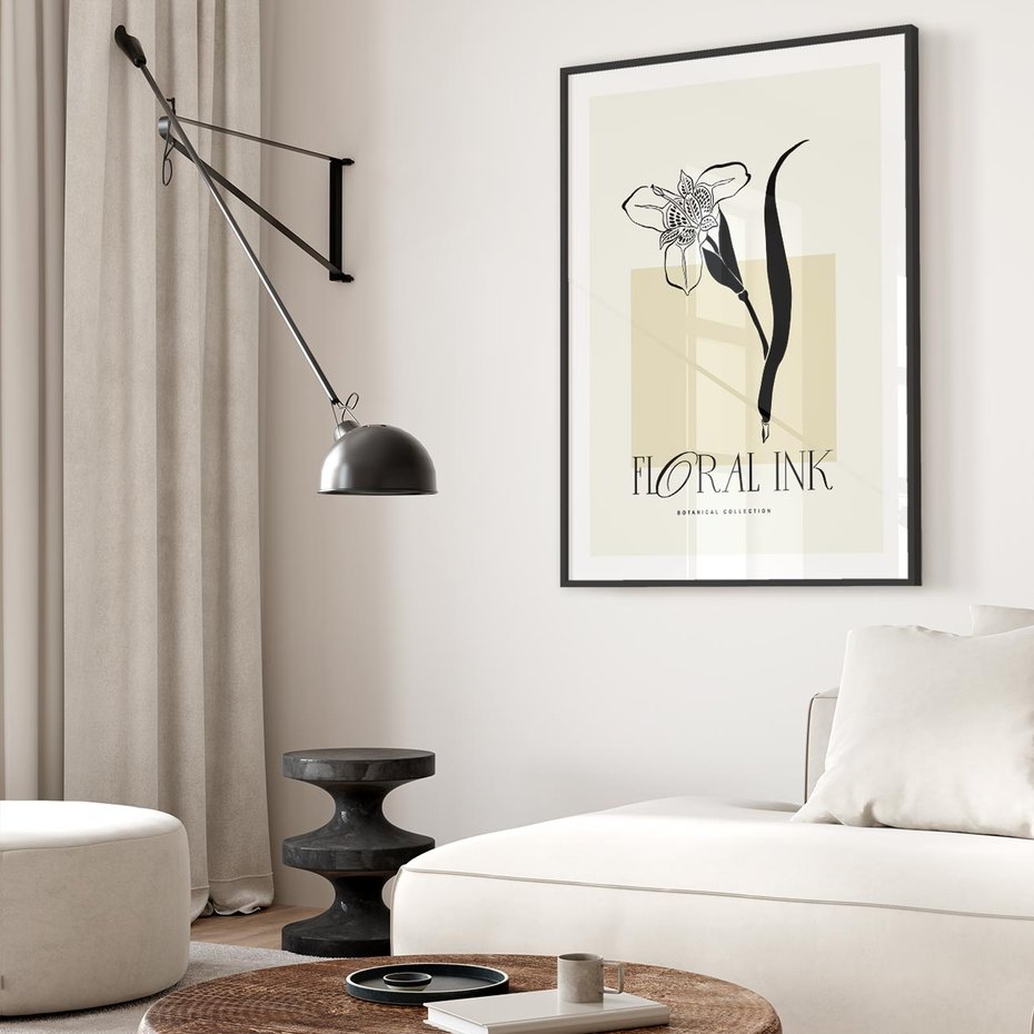 Plakat w ramie 40x50 - Wyblakłe odcienie snów - kwiat, irys - rama czarna