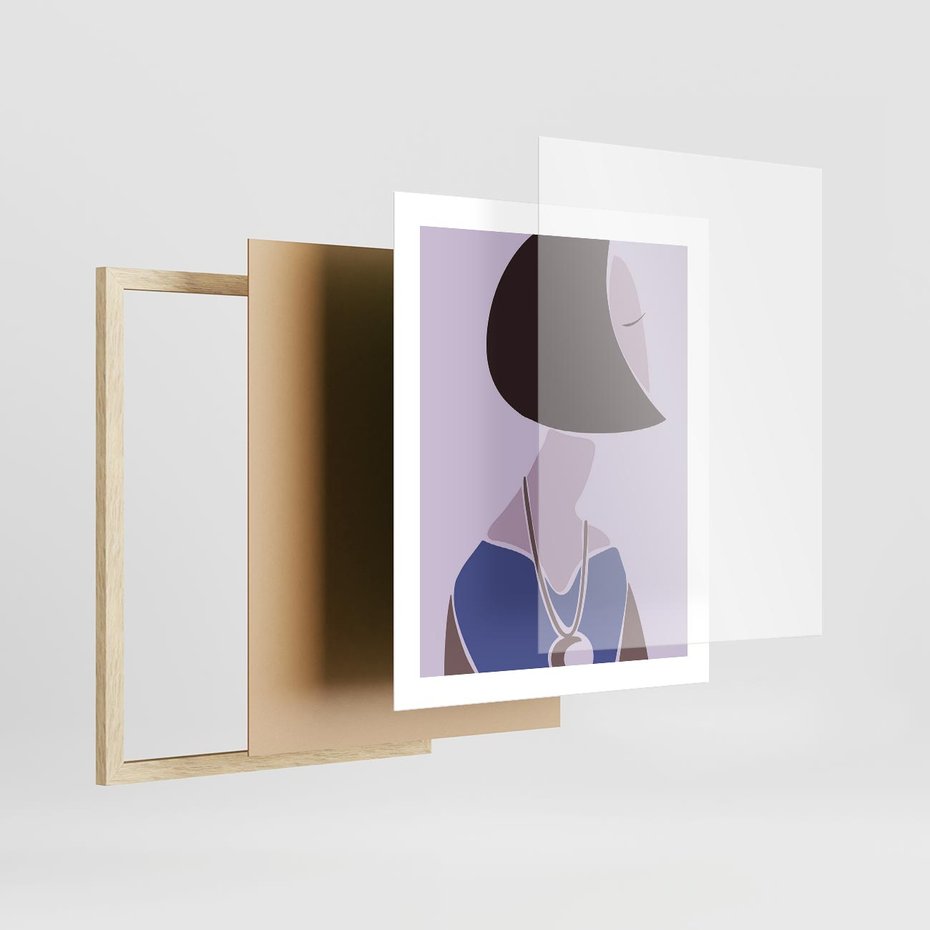 Plakat w ramie 40x50 - Kobieca Esencja - nowoczesny plakat, modern art - rama drewno