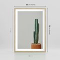 Plakat w ramie 50x70 - Zieleń i Subtelność - kaktusy, liście - rama drewno