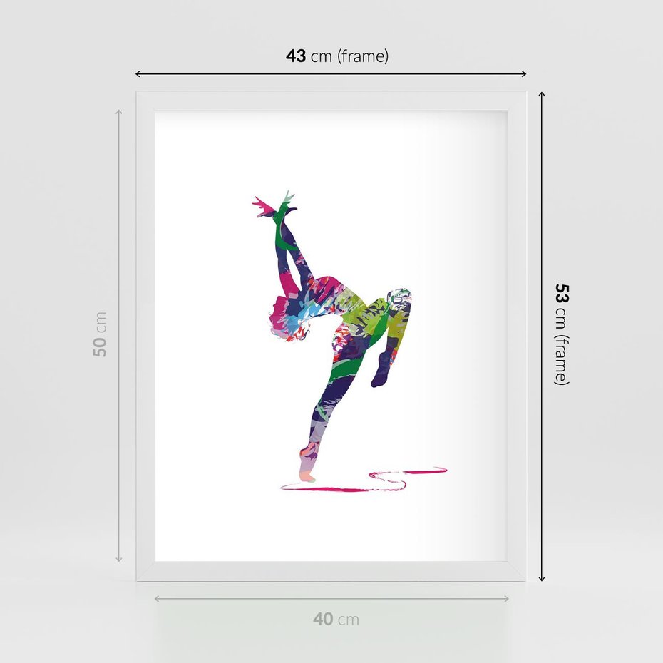 Plakat w ramie 40x50 - Taniec w akwareli - taniec, akwarela - rama biała