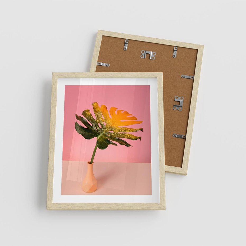 Plakat w ramie 40x50 - Egzotyczna monstera - monstera, liść - rama drewno