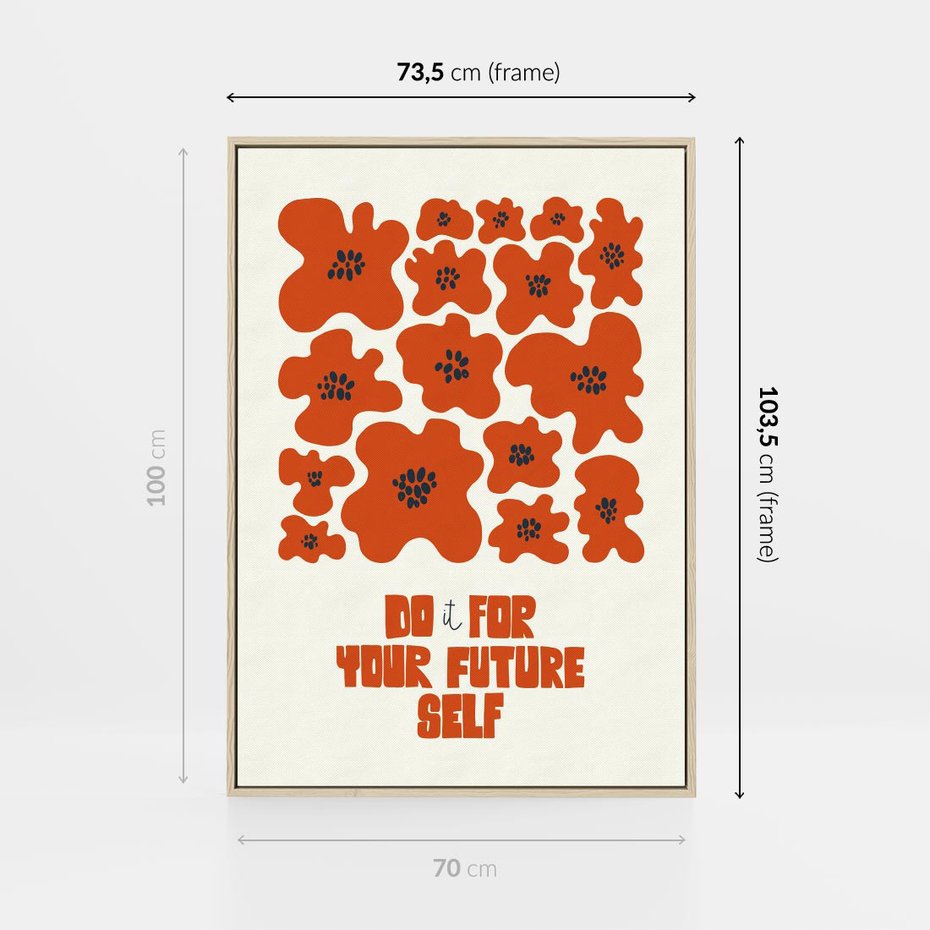 Obraz w ramie 70x100 - Taniec Kolorowych Promieni - self care, kompozycja kwiaty - rama drewno