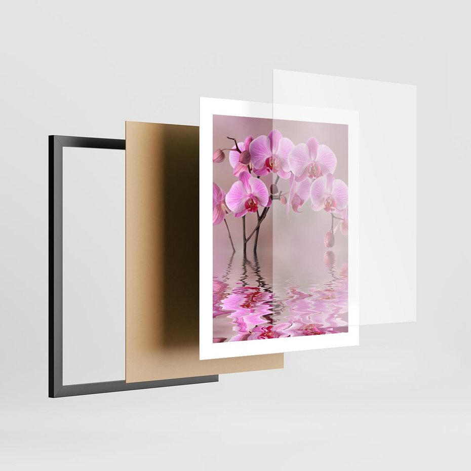 Plakat w ramie 40x50 - Relaksacyjne spa w otoczeniu storczyka - spa, storczyk - rama czarna