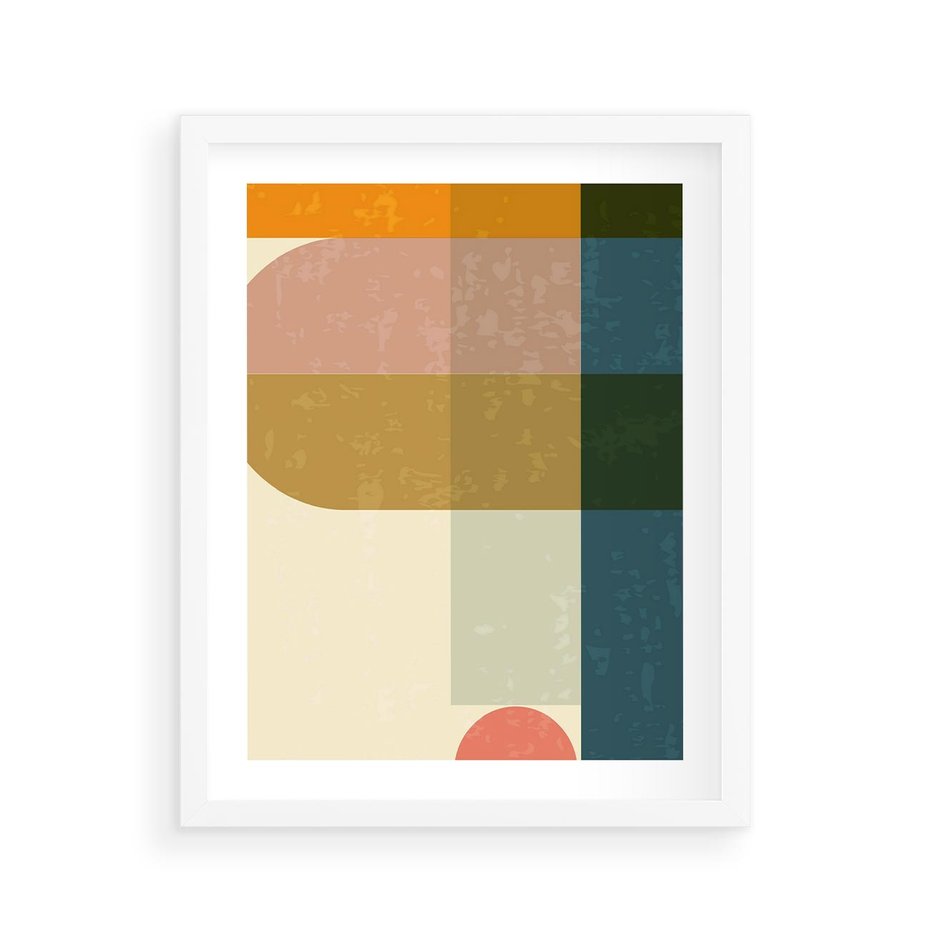 Plakat w ramie 40x50 - Geometryczna Grafika na Plakacie - geometryczna nowoczesna grafika, minimalizm - rama biała