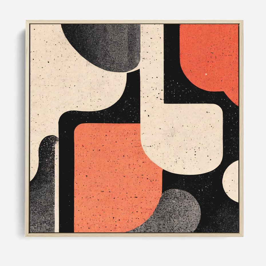 Obraz w ramie 80x80 - Loftowa Harmonia - abstrakcja, styl loftowy - rama drewno