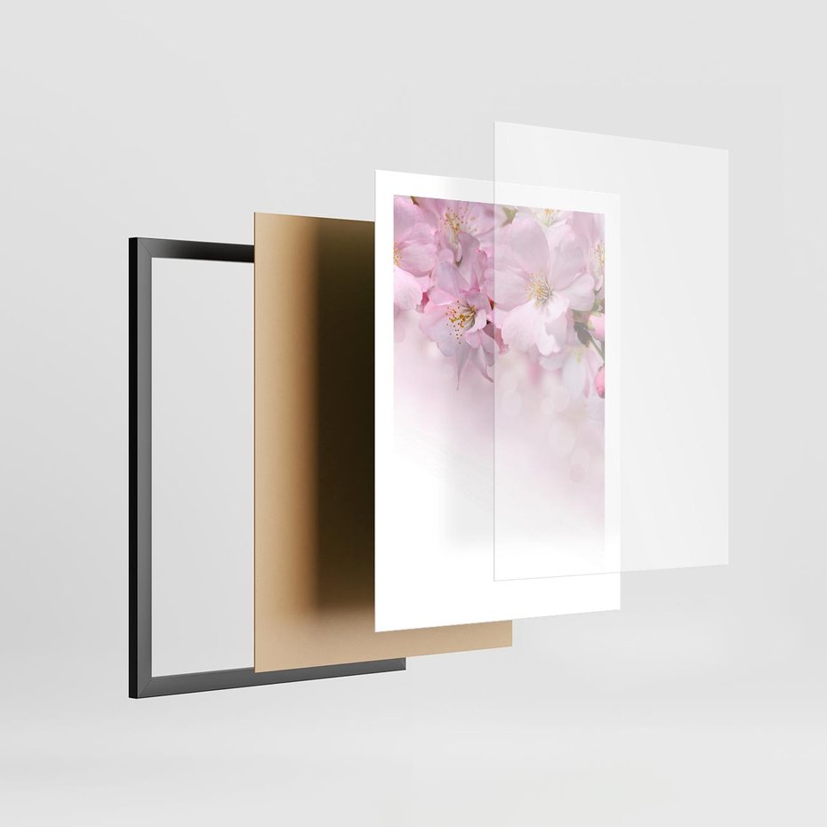 Plakat w ramie 50x70 - Kwitnąca Wiśnia - kwiaty, kwitnącej - rama czarna