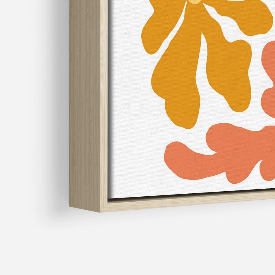 Obraz w ramie 80x80 - Rozbijające Refleksje - abstrakcyjne kolorowe kwiaty, minimlizm - rama drewno