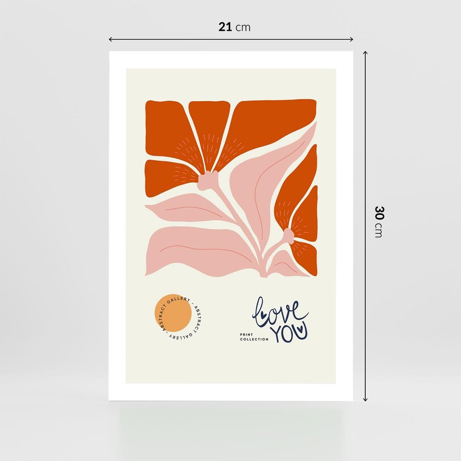 Plakat bez ramy 21x30 - Miłość w Kwiatowym Sercu - kwiaty, miłość