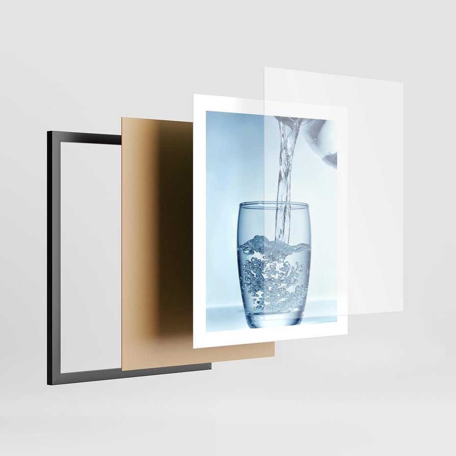 Plakat w ramie 40x50 - Chłodząca szklanka wody - szklanka, wody - rama czarna