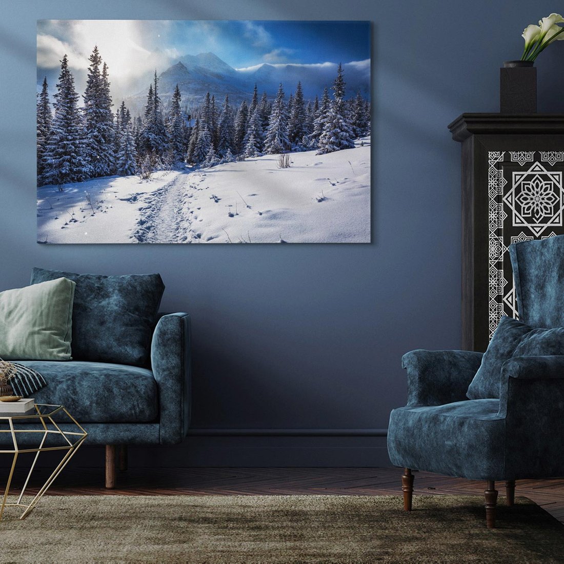 Obraz na płótnie 120x80 - Zimowe góry w lesie - góry, zima