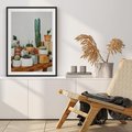 Plakat w ramie 50x70 - Kaktusowa Galeria w Doniczkach - kaktusy w doniczkach, fotografia - rama czarna