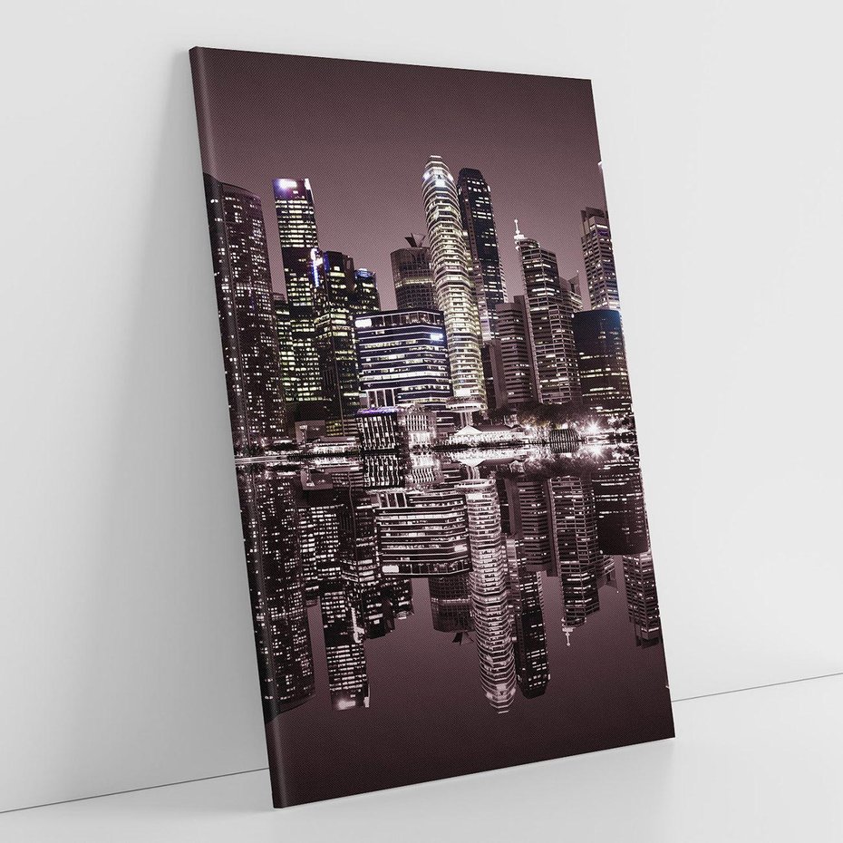 Obraz na płótnie 50x70 - Miejskie światła ożywiające nocne niebos - Singapur, miasto