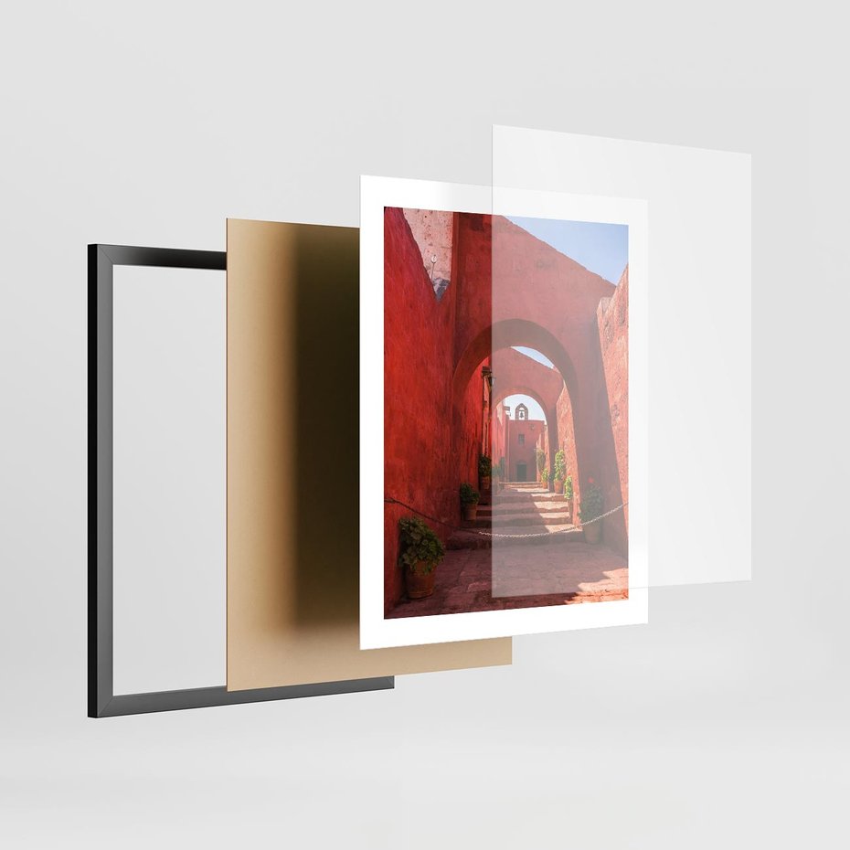 Plakat w ramie 40x50 - Perspektywa Uliczki - uliczka, perspektywa - rama czarna