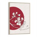 Obraz w ramie 50x70 - Esencja Zen - kwiatnąca wiśnia, orientalna grafika - rama drewno