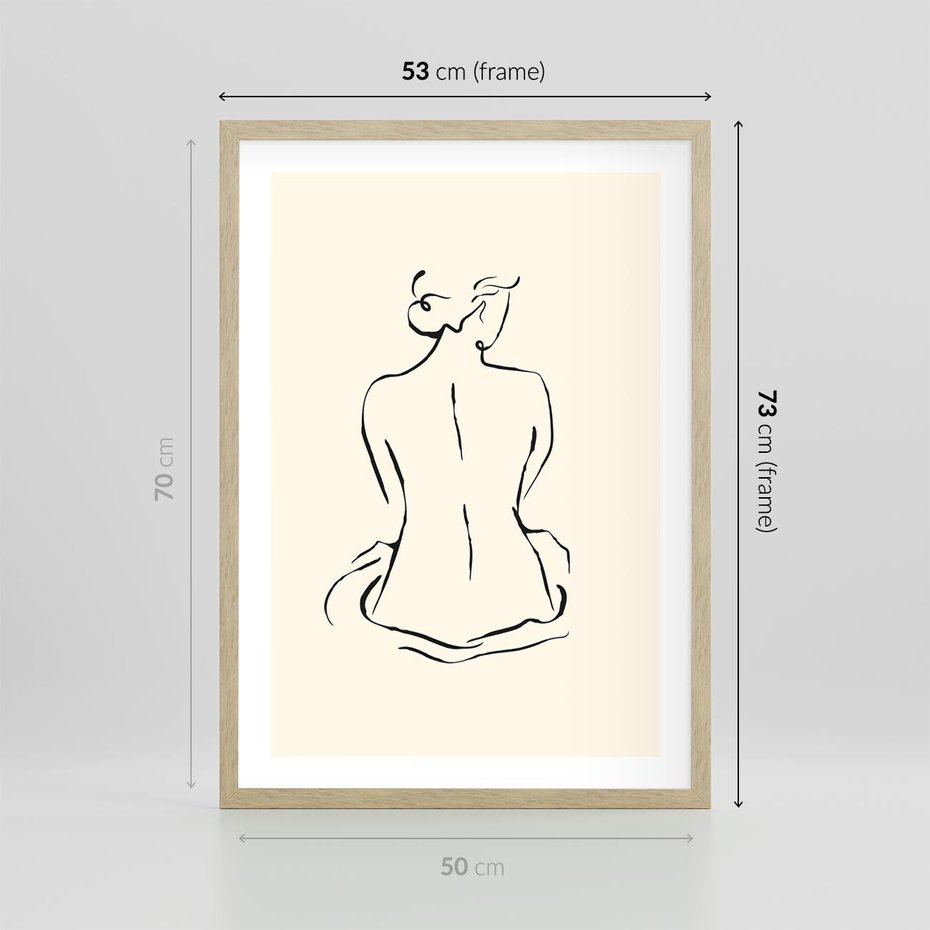 Plakat w ramie 50x70 - Migotliwa Symfonia - kobieta akt, minimalizm - rama drewno