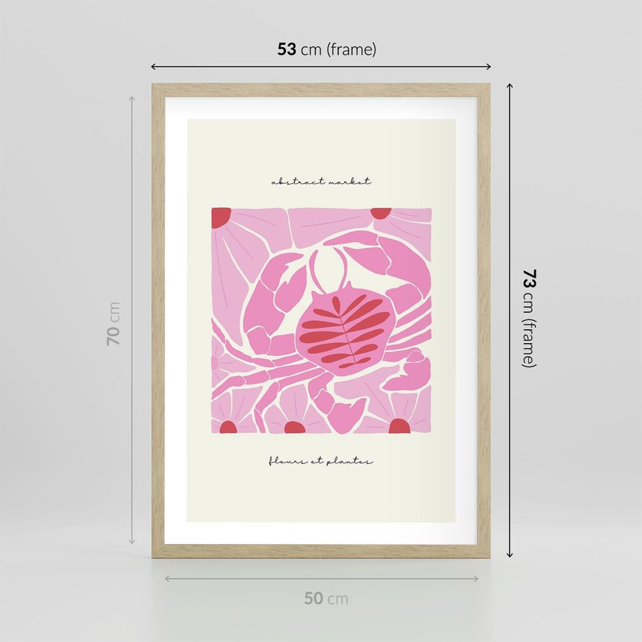 Plakat w ramie 50x70 - Rozświetlone Impresje - abstrakcyjny plakat, krab - rama drewno