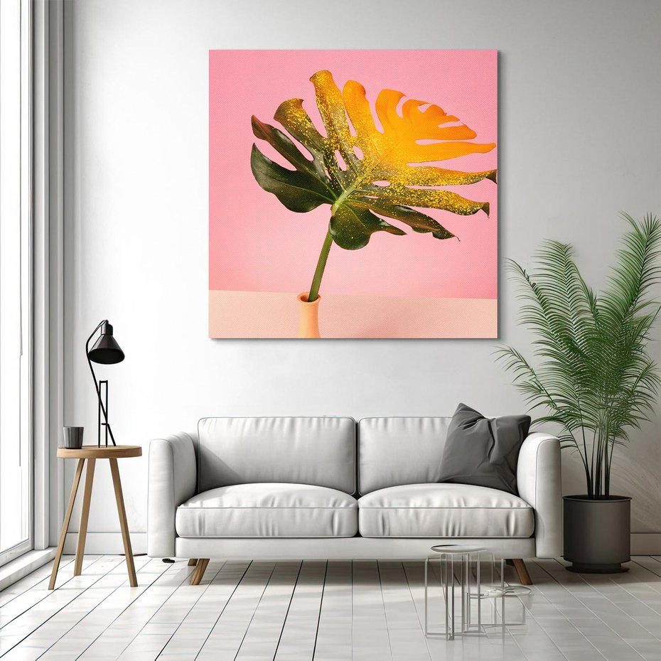 Obraz na płótnie 30x30 - Egzotyczna monstera - monstera, liść