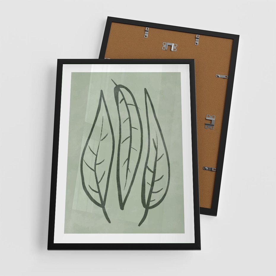 Plakat w ramie 50x70 - Energetyczne Ekspresje Natury - zielony plakat, roślinne motywy - rama czarna