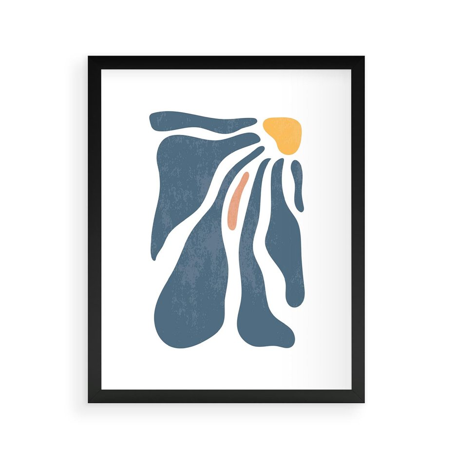 Plakat w ramie 40x50 - Melodia Kolorowych Płatków - nowoczesna kwiatowa grafika, styl retro - rama czarna