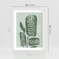 Plakat w ramie 40x50 - Nurtująca Zieleń - abstrakcyjny zielony motyw, skandynawski design - rama biała