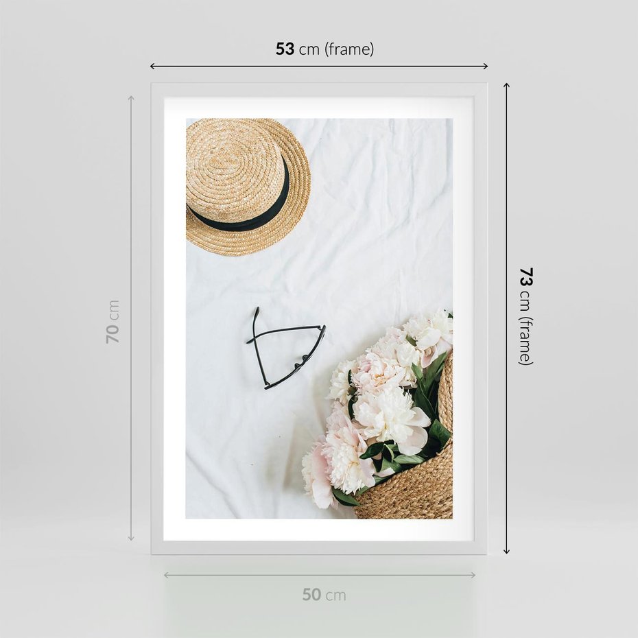 Plakat w ramie 50x70 - Urok Kobiecej Fotografii - kompozycja kobieca, fotografia - rama biała