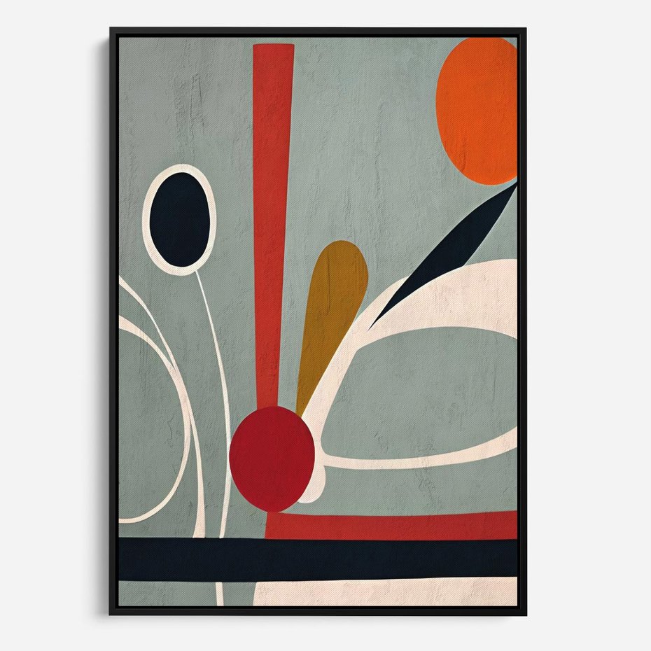 Obraz w ramie 70x100 - Harmonia Kolorowych Impulsów - abstrakcyjny obraz olejny, dziwne formy - rama czarna