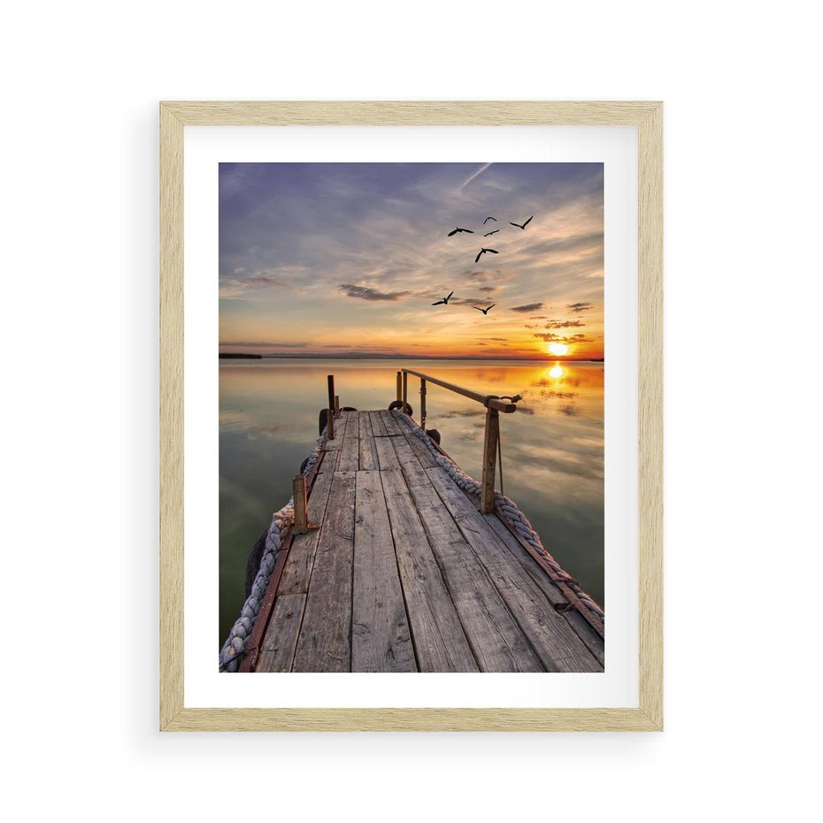 Plakat w ramie 40x50 - Zachód Słońca na Pomostcie - zachód, słońca - rama drewno