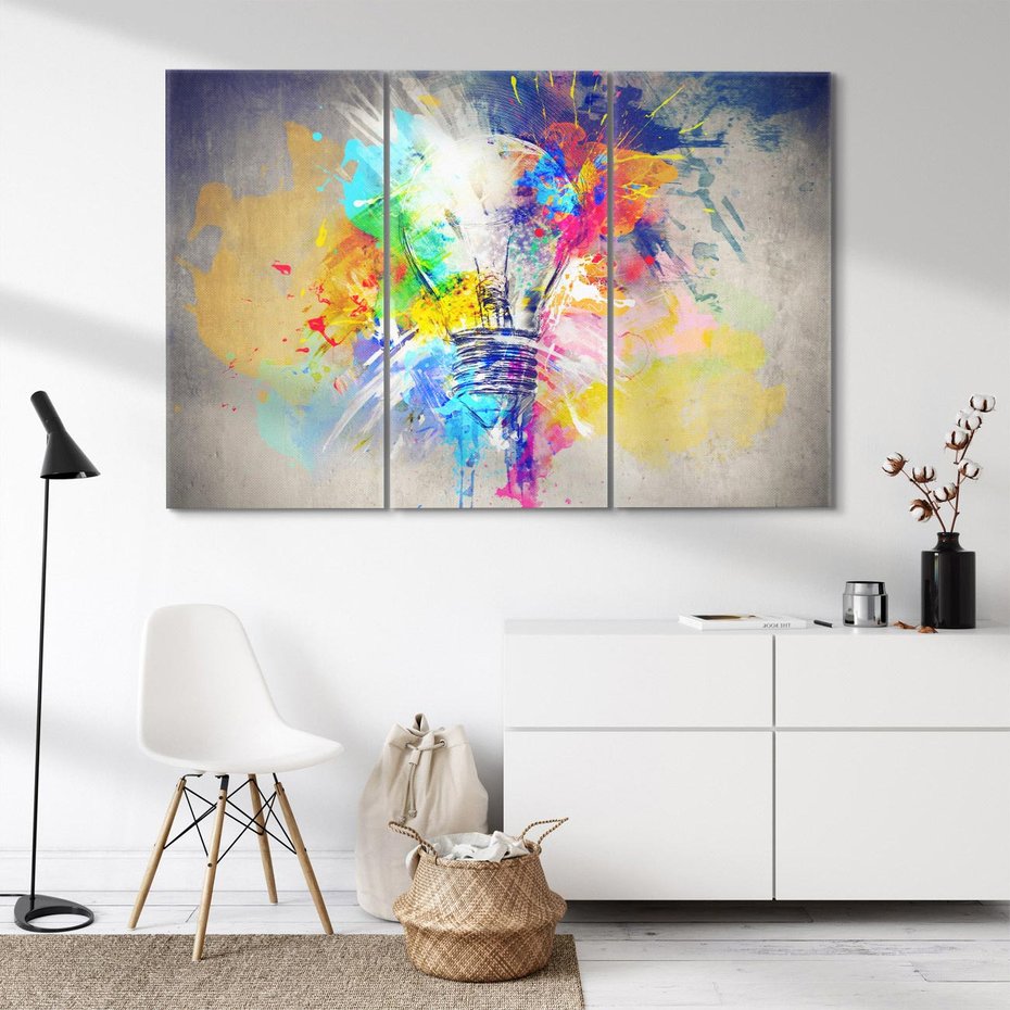 Obraz na płótnie 120x80 - Kolory Kreatywnej Koncepcji - abstrakcyjna grafika, szkic żarówki