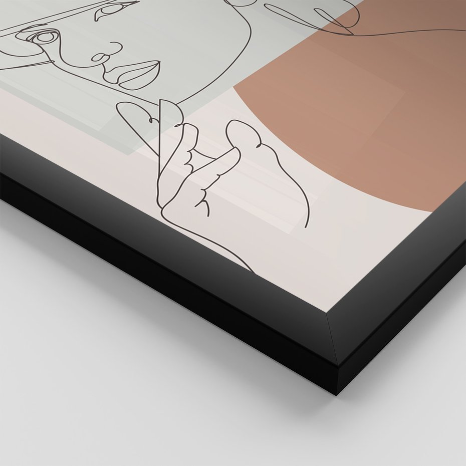 Zestaw obrazy w ramie 40x50 galeria - Minimalistyczne, nowoczesne, boho - rama czarna