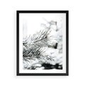 Plakat w ramie 40x50 - Chwila Zimowej Magii - iglasta gałązka, śnieg - rama czarna