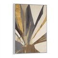Obraz w ramie 70x100 - Szept roślinnych emocji - olejna abstrakcja, złoto i brąz - rama biała