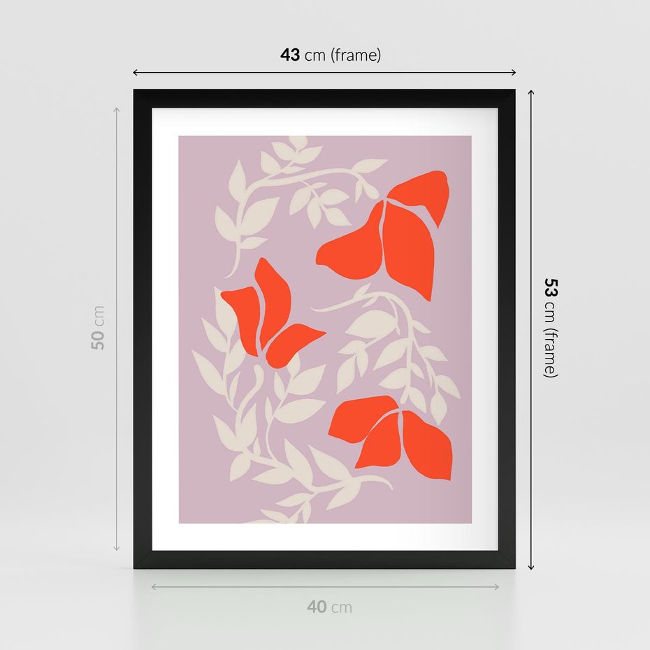 Plakat w ramie 40x50 - Kwiatowa Kreatywność - nowoczesny plakat, roślinne motywy - rama czarna