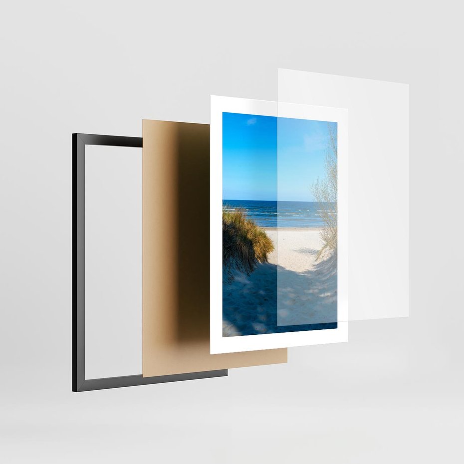 Plakat w ramie 30x40 - Spokój nad brzegiem morza - plaża, morze - rama czarna