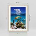 Plakat w ramie 50x70 - Podwodna rafa koralowa: kolorowy oceanowy świat - rafa, koralowa - rama drewno