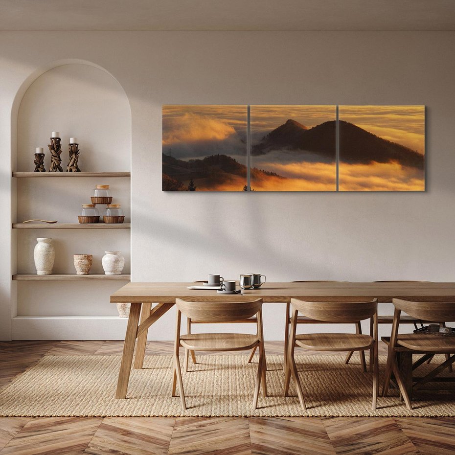 Obraz na płótnie 120x40 - Górzysty ukryty las - góry, las