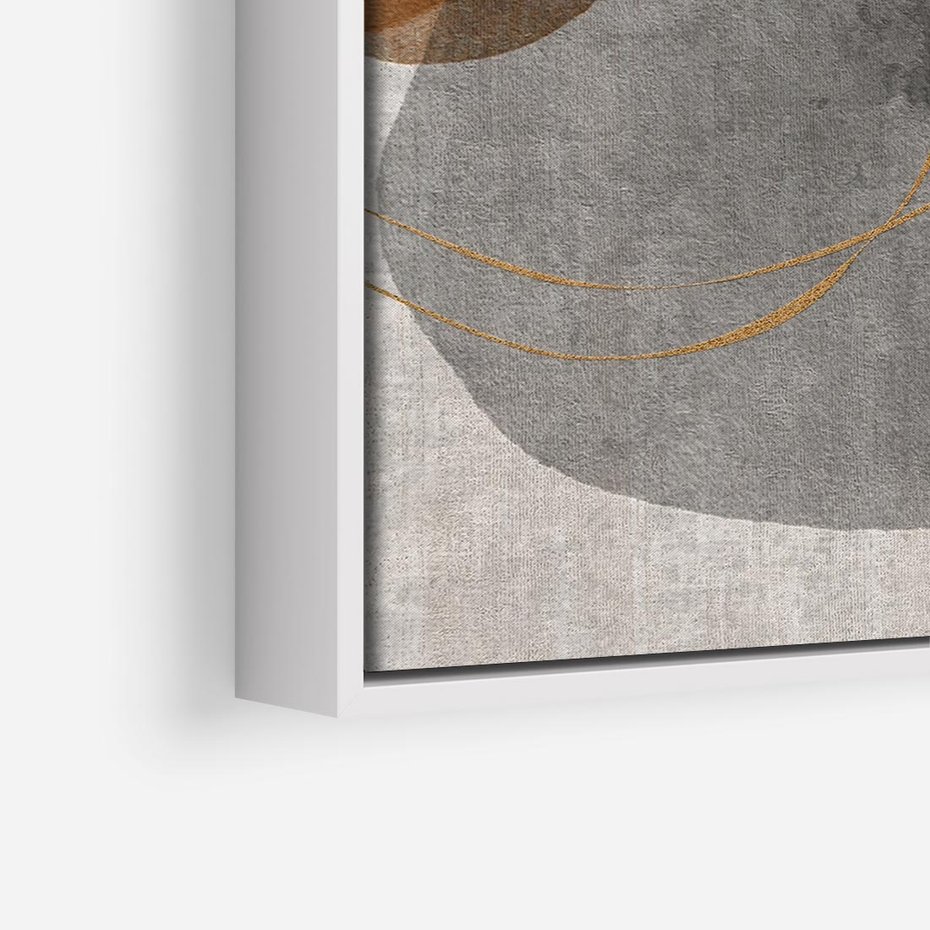 Obraz w ramie 50x50 - Delikatne Plamy - akwarelowe plamy, złote linie - rama biała