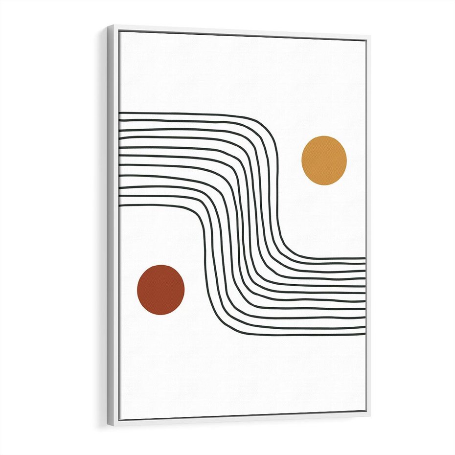 Obraz w ramie 50x70 - Kontury Harmonii - nieregularne linie, koła - rama biała