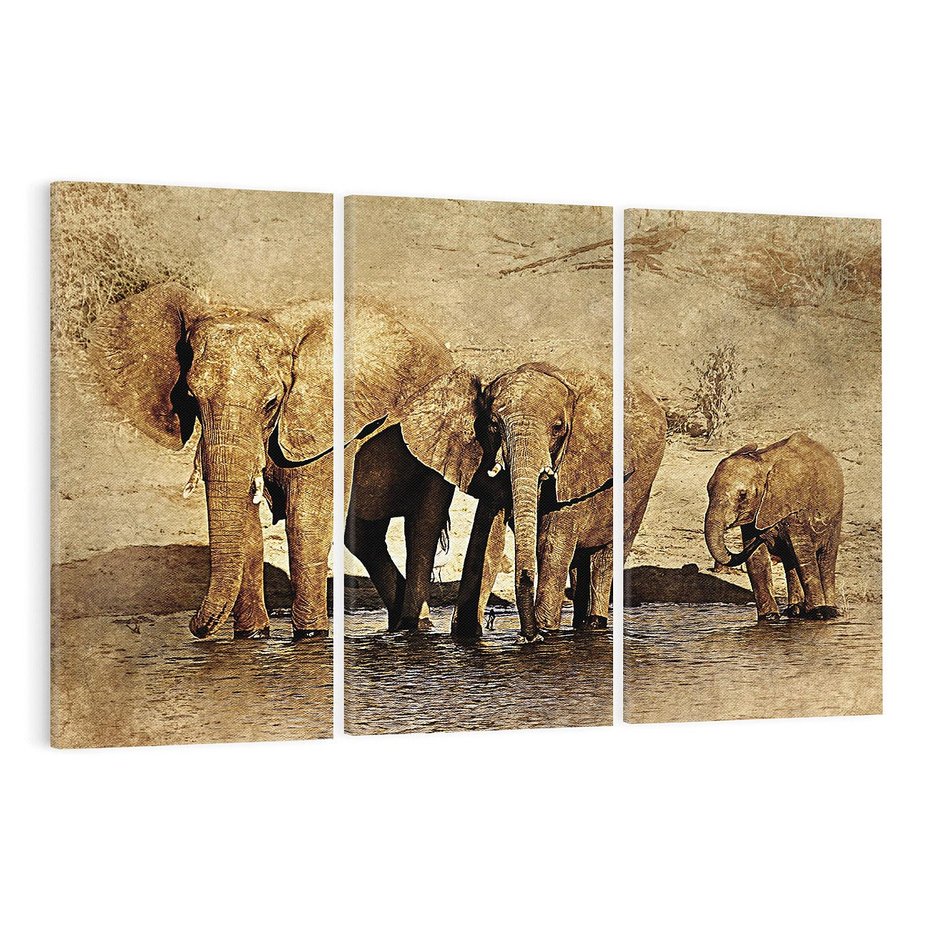 Obraz na płótnie 120x80 - Sztuka abstrakcyjna: Słonie - słonie, sztuka