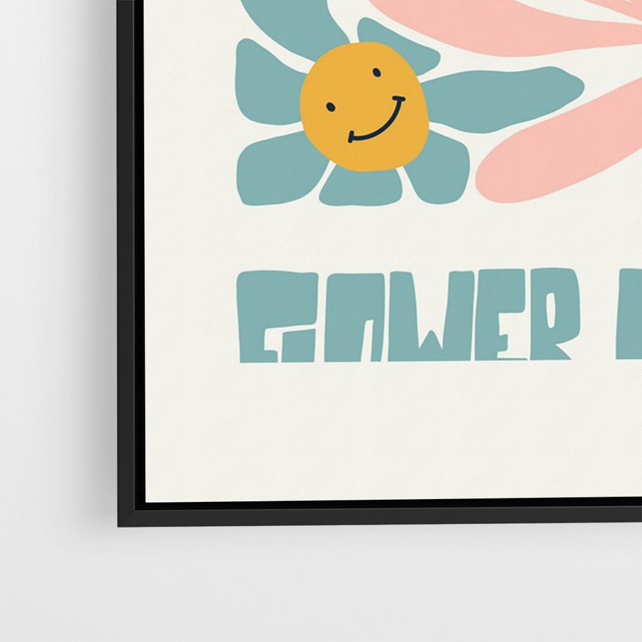 Obraz w ramie 70x100 - Harmonia płatków kwiatów - kwiatowa retro kompozycja, pastelowe kolory - rama czarna