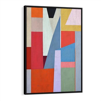 Obraz w ramie 70x100 - Migotliwe Nastroje Kształtów - różne geometryczne formy, olejny obraz - rama czarna